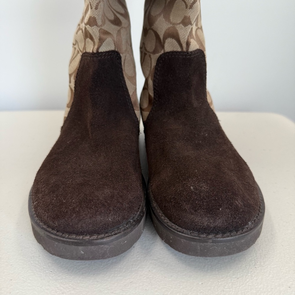 Coach Kally Signature Logo‎ Canva & Suede Boots Women Size 8.5B - Picture 5 of 16
